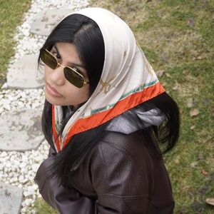 Celine White and Gold Equestrian Scarf